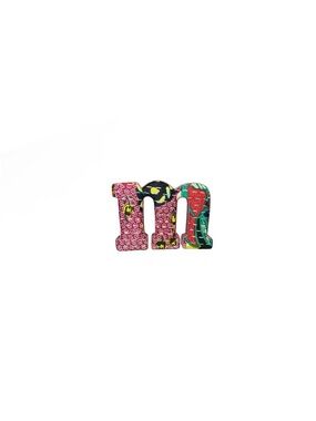 Anthropologie Letter M Decorative Abstract Floral Print Fabric Monogram Letter
